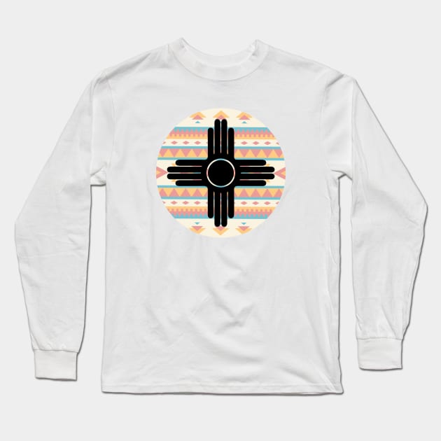 New Mexico Flag Design - Native Zia Pattern Long Sleeve T-Shirt by DeadBeatElite